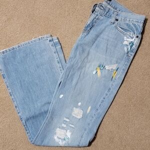 Vintage Y2K Abercrombie & Fitch Light Blue Distressed Flared Leg Jeans/Size 6L